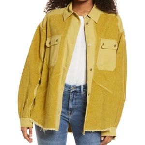 Thread & Supply Frayed Corduroy Shirt Jacket In Gold